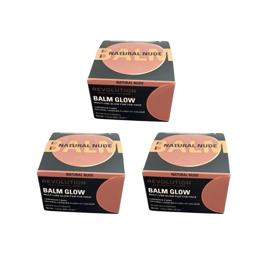 Revolution Balm Glow Natural Nude‎ 1.12 oz Face Blush Highlighter Lot of 3
